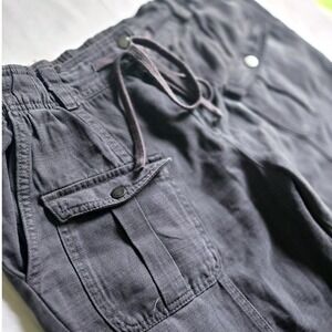 Zara Womens Cargo Pants Charcoal Gray‎ Elastic Waist Utility Straight Leg Size L